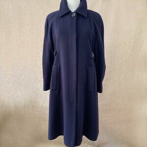 Vintage Raffinati Navy Pure Wool Raglan Sleeve Winter Coat